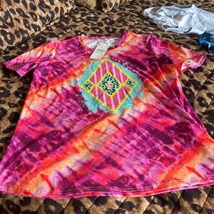 Multi color Aztec print blouse nwt size L